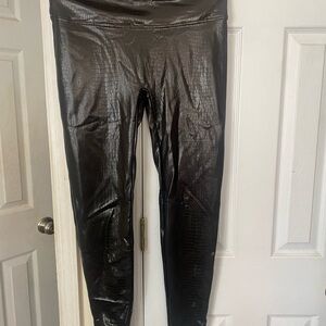 Spanx brown faux croc leather leggings Sz 2X